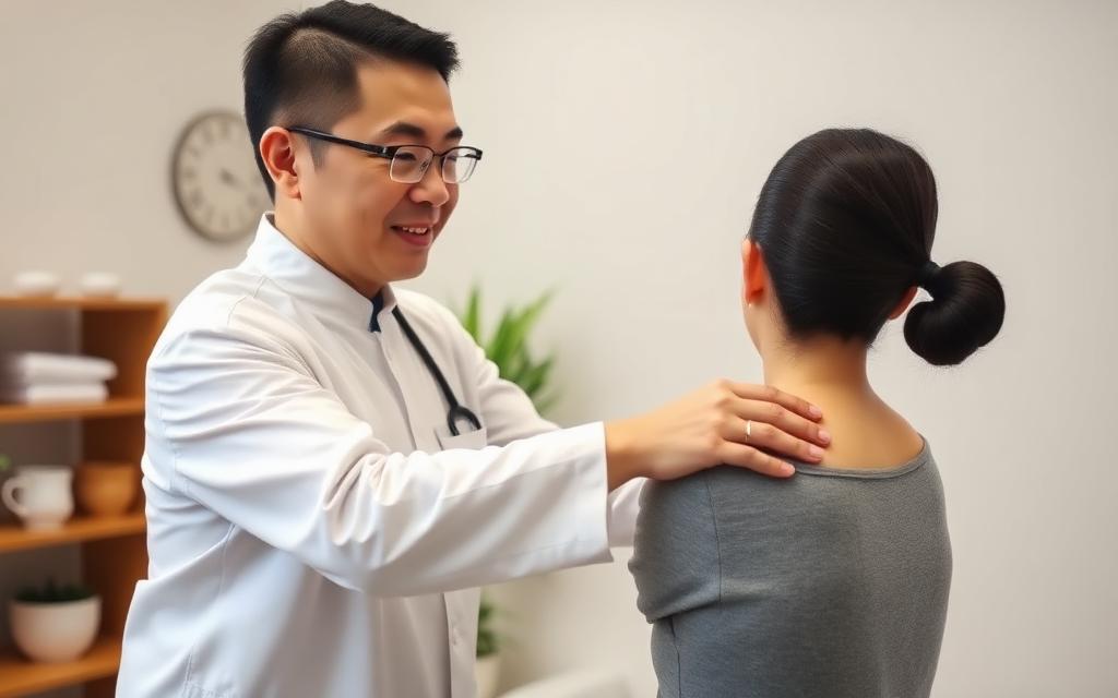 香港中医师为患者检查肩颈痛症 - 富贵包颈椎病肩周炎诊断 香港中医师为患者检查肩颈痛症 - 富贵包颈椎病肩周炎诊断